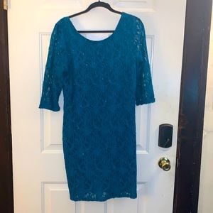 Teal jewel tone cocktail shift style dress. Size 12.